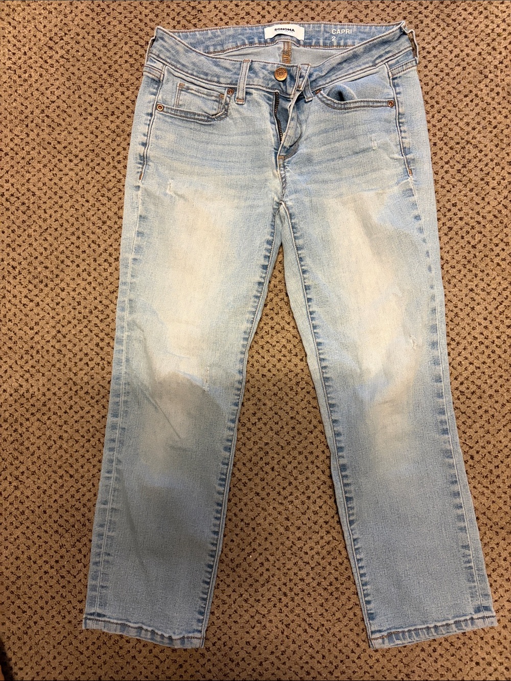 Light Blue Ankle Capri Jeans for Women - Unknown Brand